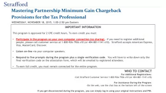 Mastering Partnership Minimum Gain Chargeback  Provisions for the Tax Professional  WEDNESDAY,