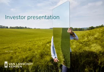 Investor presentation  May 2020  Van Lanschot Kempen at a glance  Profile  ile  Solid  id perf