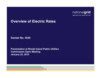 Overview of Electric Rates  Docket No. 4545  Presentation at Rhode Island Public Utilities