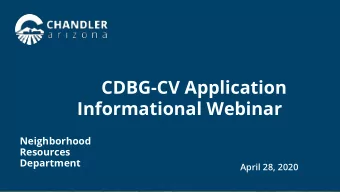 CDBG-CV Application  Informational Webinar  Neighborhood  Resources  Department  April 28, 2020