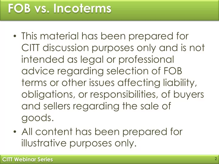 fob vs incoterms