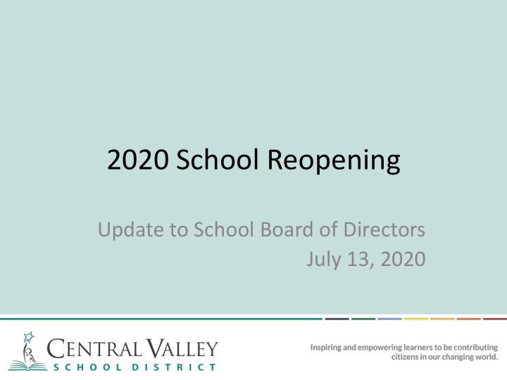 2020 school reopening