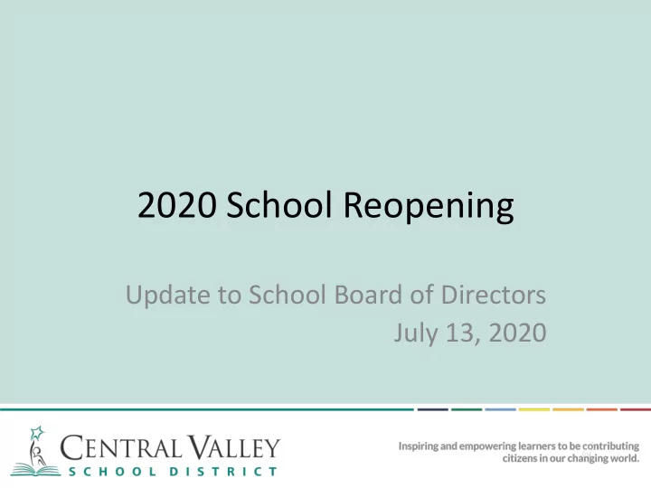 2020 school reopening