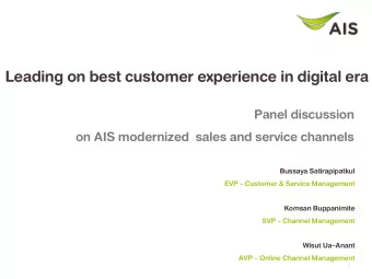Leading on best customer experience in digital era  Panel discussion  on AIS modernized  sales and