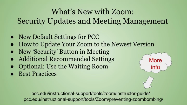 what s new with zoom security updates and meeting