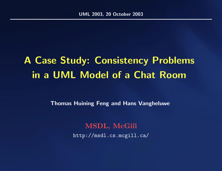 a case study consistency problems in a uml model of a