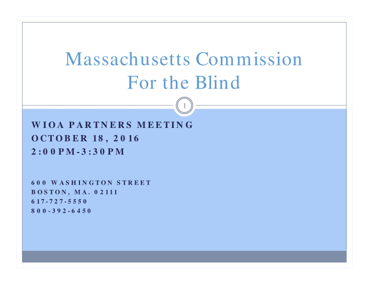 massachusetts commission for the blind