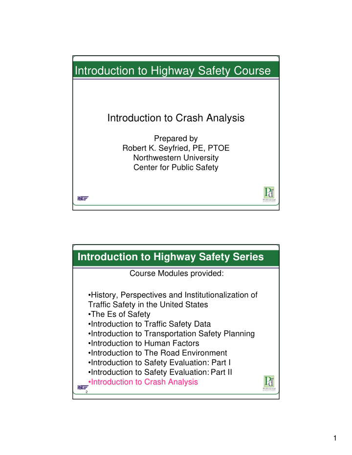 introduction to highway safety course
