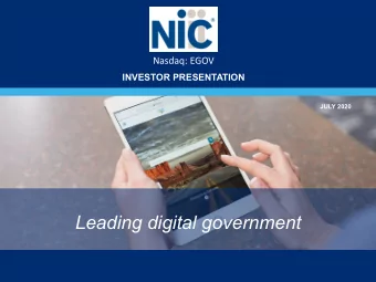 Leading digital government  CAUTIONARY STATEMENTS REGARDING FORWARD LOOKING INFORMATION  Any