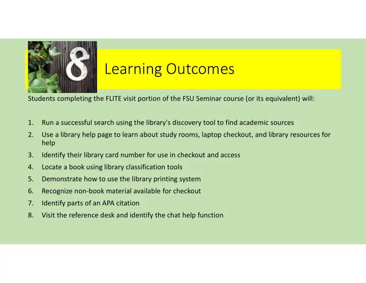 learning outcomes