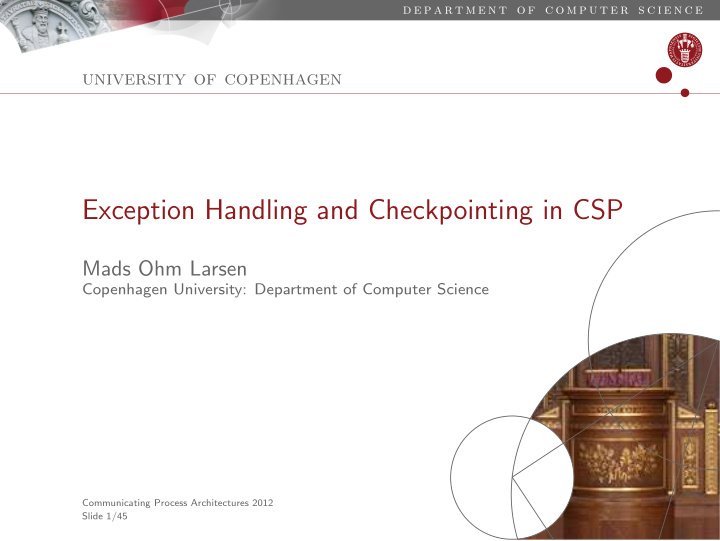 exception handling and checkpointing in csp