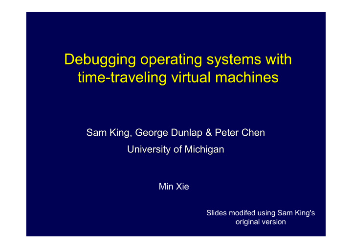 debugging operating systems with debugging operating