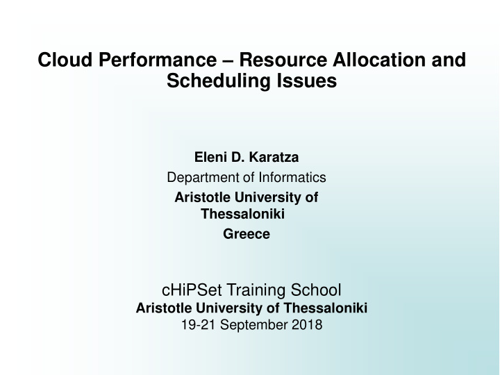 cloud performance resource allocation and