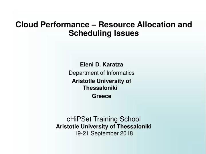 cloud performance resource allocation and