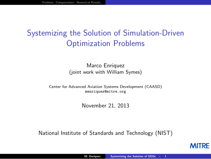 systemizing the solution of simulation driven
