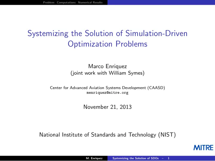 systemizing the solution of simulation driven