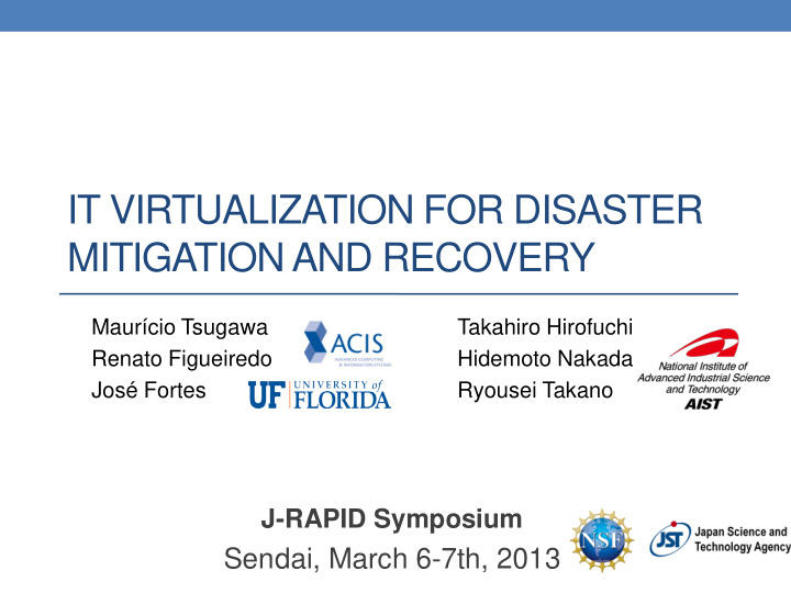 it virtualization for disaster mitigation and recovery