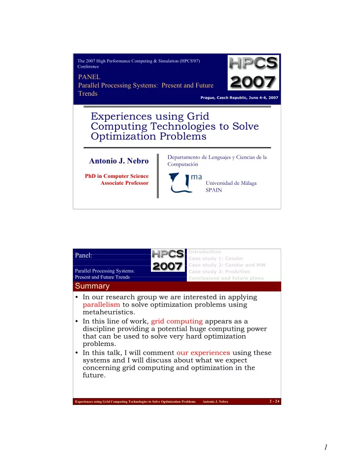 experiences using grid computing technologies to solve