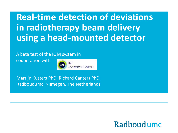 in radiotherapy beam delivery