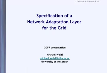 Specification of a  Specification of a  Network Adaptation Layer  Network Adaptation Layer  for the