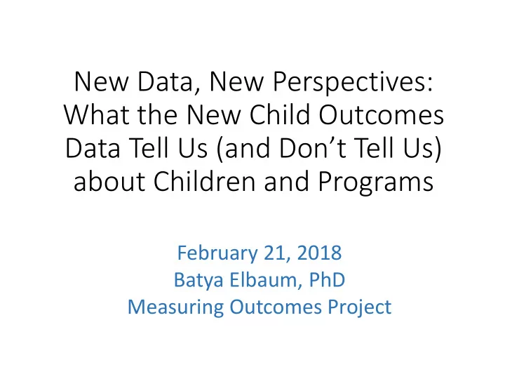 new data new perspectives
