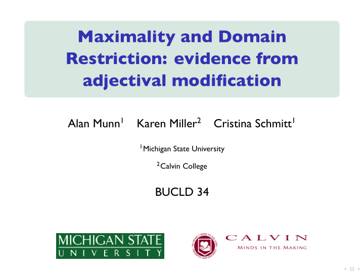 maximality and domain restriction evidence from