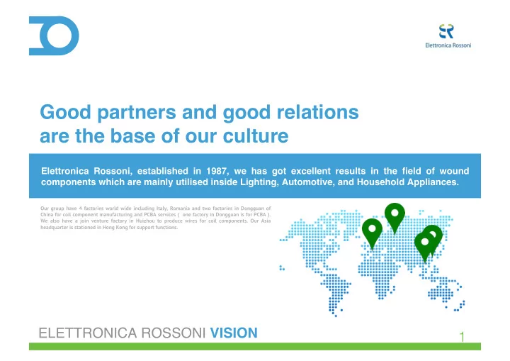 good partners and good relations are the base of our