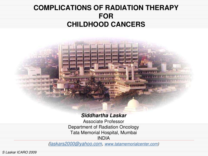 complications of radiation therapy for childhood cancers