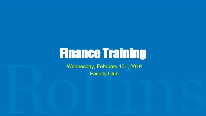 financ ance t traini ning ng