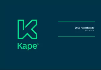 2018 Final Results  March 2019  Disclaimer  The information contained in  The Presentation is being