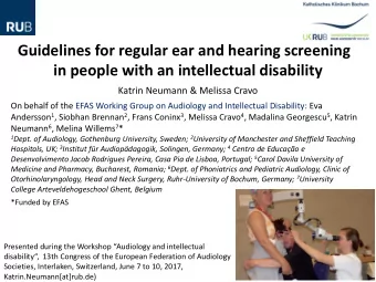 in people with an intellectual disability  Katrin Neumann &amp; Melissa Cravo  On behalf of the