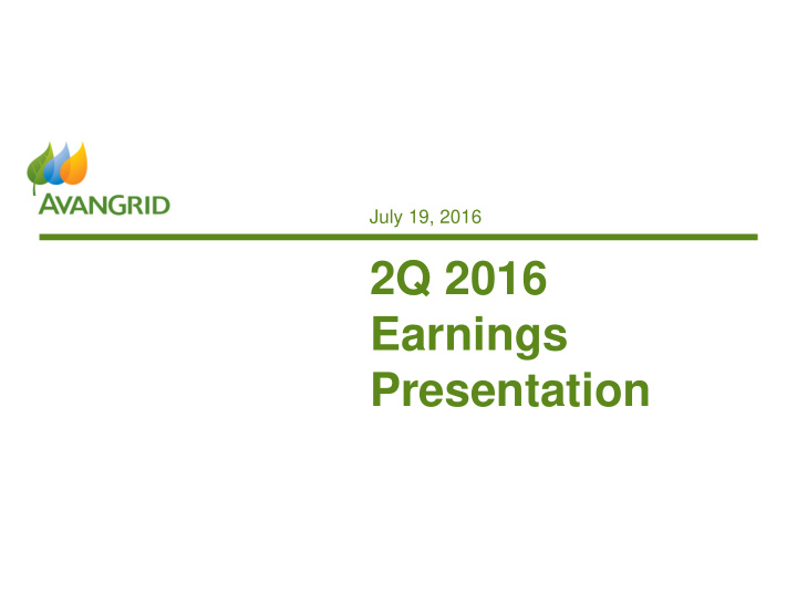 2q 2016 earnings presentation