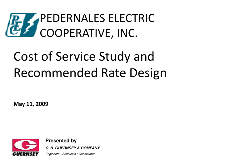 cost of service study and recommended rate design