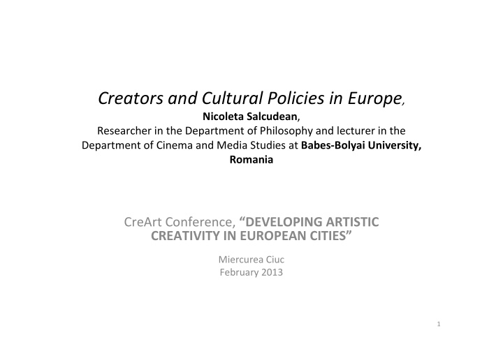 cultural policies and identity constructions in the