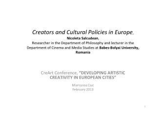 CULTURAL POLICIES AND IDENTITY CONSTRUCTIONS IN THE  EUROPEAN CONTEXT  - PhD Thesis (research