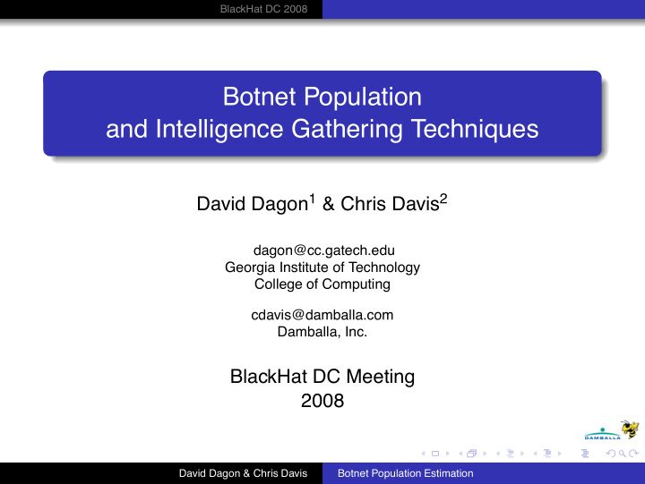 botnet population and intelligence gathering techniques