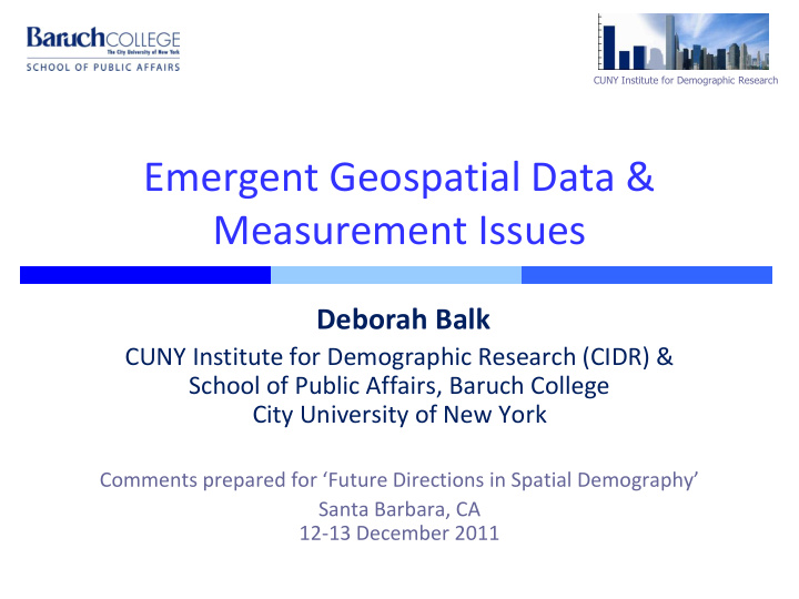emergent geospatial data measurement issues deborah balk