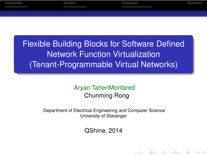 flexible building blocks for software defined network