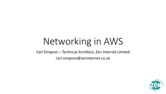 Networking in AWS Carl Simpson  Technical Architect, Zen Internet Limited