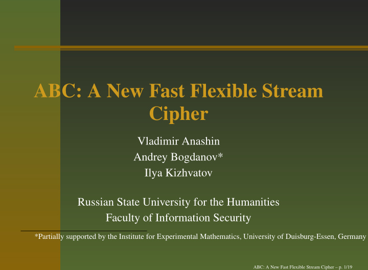 abc a new fast flexible stream cipher