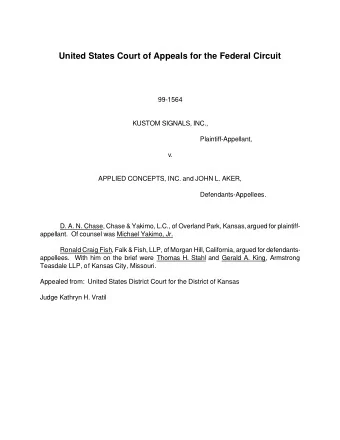 United States Court of Appeals for the Federal Circuit  99-1564  KUSTOM SIGNALS, INC.,