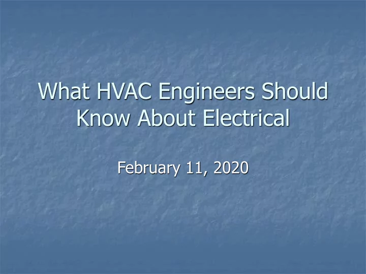 what hvac engineers should know about electrical