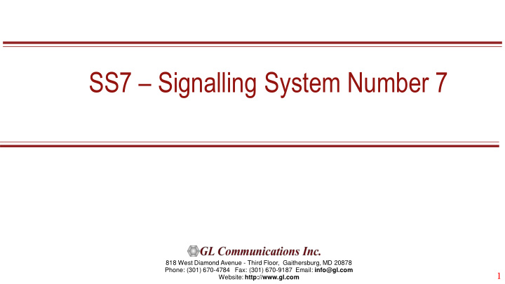 ss7 signalling system number 7