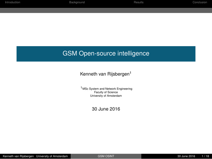 gsm open source intelligence