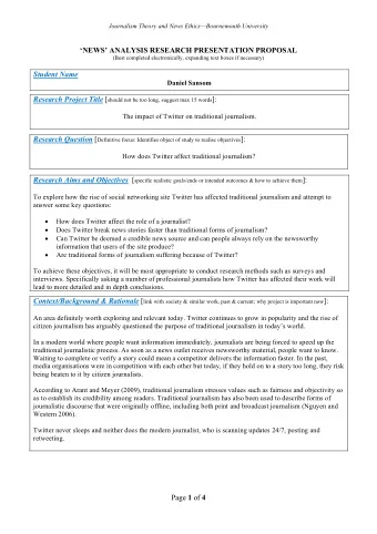 NEWS ANALYSIS RESEARCH PRESENTATION PROPOSAL  (Best completed electronically, expanding text