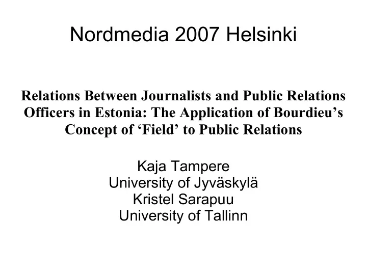 nordmedia 2007 helsinki