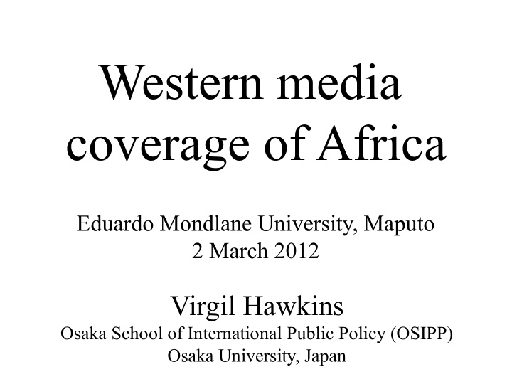 western media coverage of africa