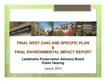 FINAL WEST OAKLAND SPECIFIC PLAN  &amp;  FINAL ENVIRONMENTAL IMPACT REPORT  Landmarks Preservation