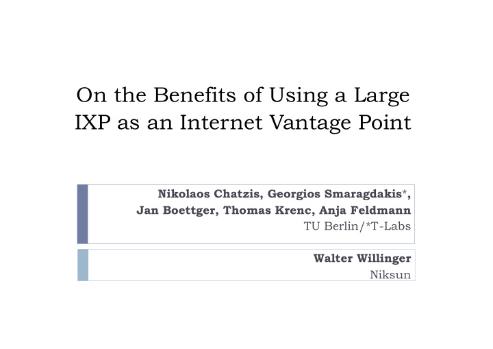 ixp as an internet vantage point