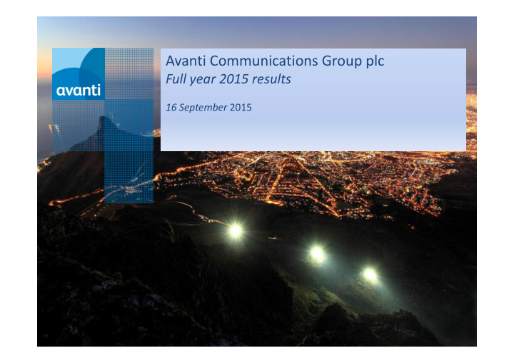 avanti communications group plc